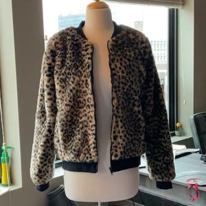 Anthropologie Leopard-Print Bomber Jacket